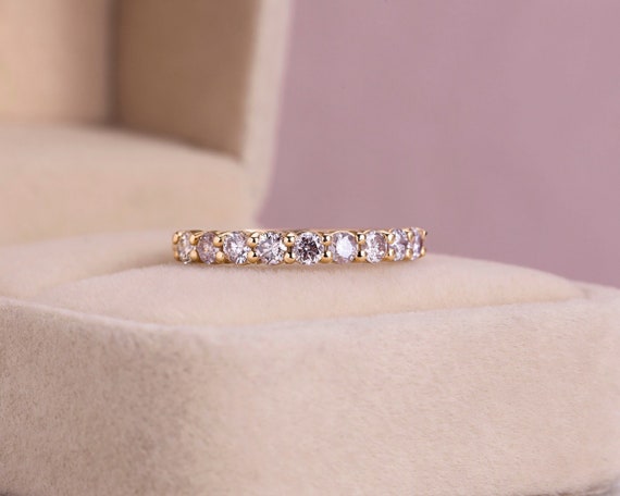 Half Eternity Ring Natural Pink Diamonds Ring Diamond 0.70 Wedding Ring