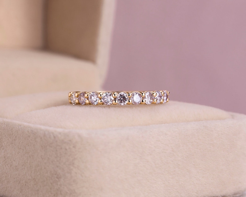 Halve eeuwigheid ring natuurlijke roze diamanten ring 0,70 diamant trouwring afbeelding 1