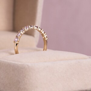 Halve eeuwigheid ring natuurlijke roze diamanten ring 0,70 diamant trouwring afbeelding 4