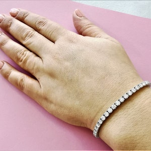 Pulsera de tenis con diamantes reales en oro de 10 quilates y diamantes naturales de talla redonda
