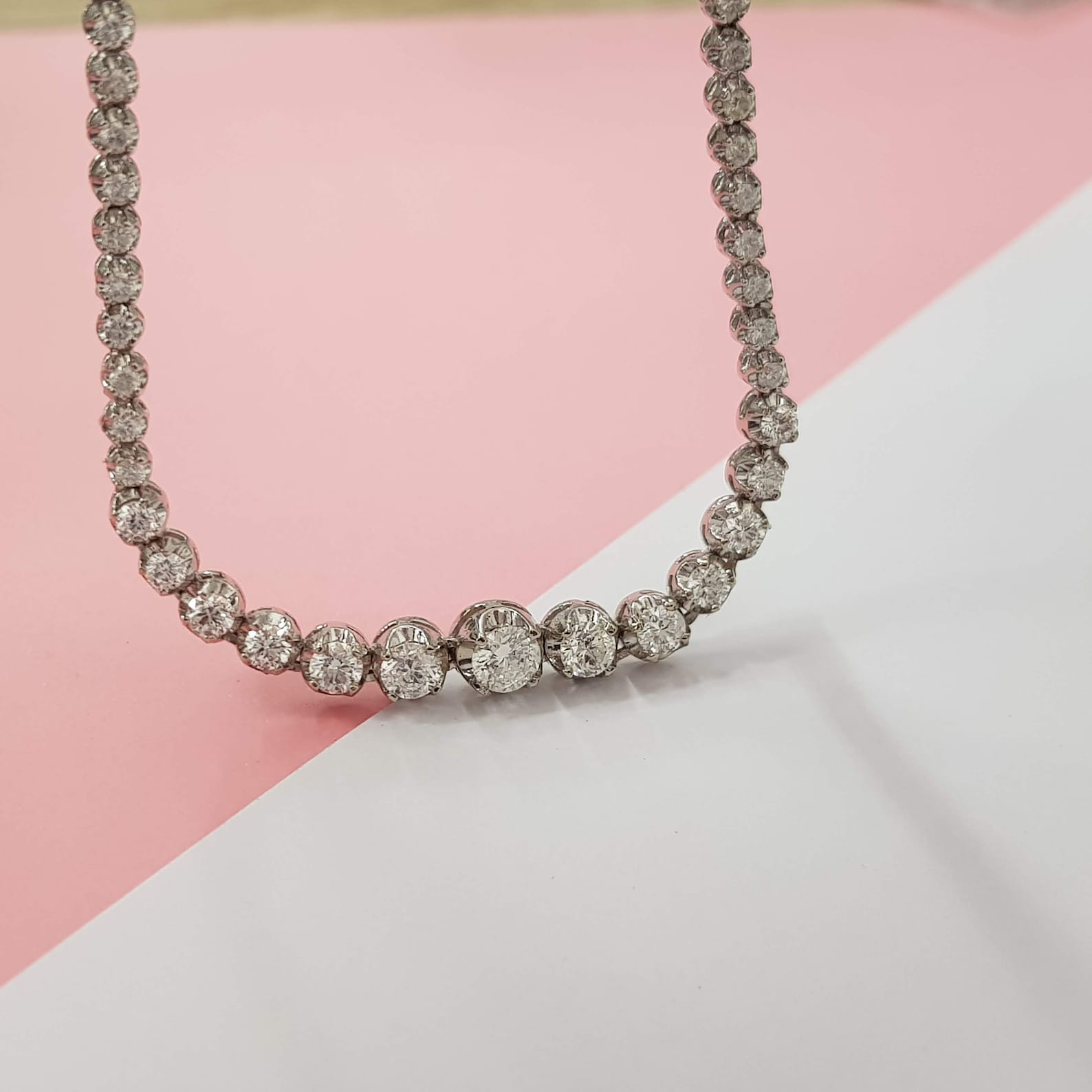 Real Diamond Necklace 14k White Gold Certified Diamond Stone Etsy