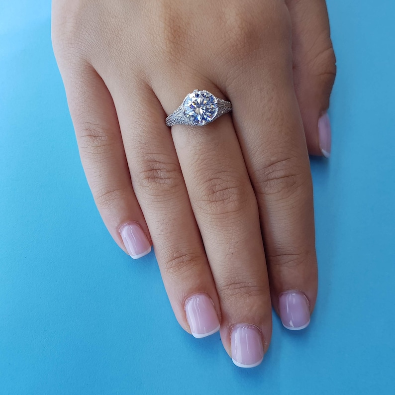 edwardian vintage engagement ring. antique engagement rings unique. Real Authentic Edwardian Ring 3.4 CT Pre Engagement Promise image 2