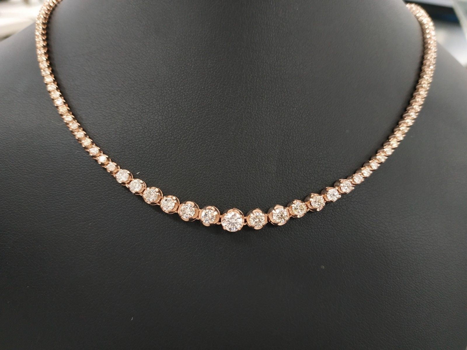 Solid 925 Sterling Silver Men's Ladies Tennis Chain - Rose Gold Plated -  18-30