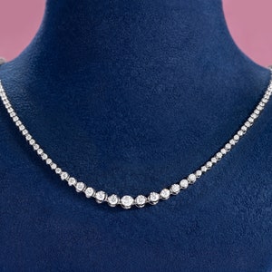 Real Diamond Graduated Fine Tennis Necklace Luxury Jewelry