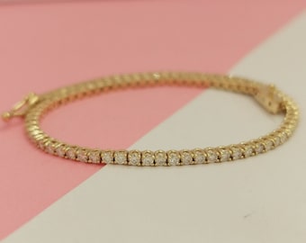 Diamond Tennis Bracelet 3.50 ct 14k Yellow Gold D VVS2 For her for him Certified Appraised Round cut Natural