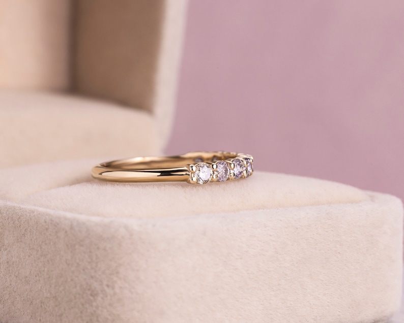 Halve eeuwigheid ring natuurlijke roze diamanten ring 0,70 diamant trouwring afbeelding 5