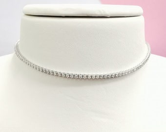 3.50 CT 14K White Gold D VVS2 Diamond Choker Necklace Round Cut Certified For Him For Her Anniversary Beautiful Gift