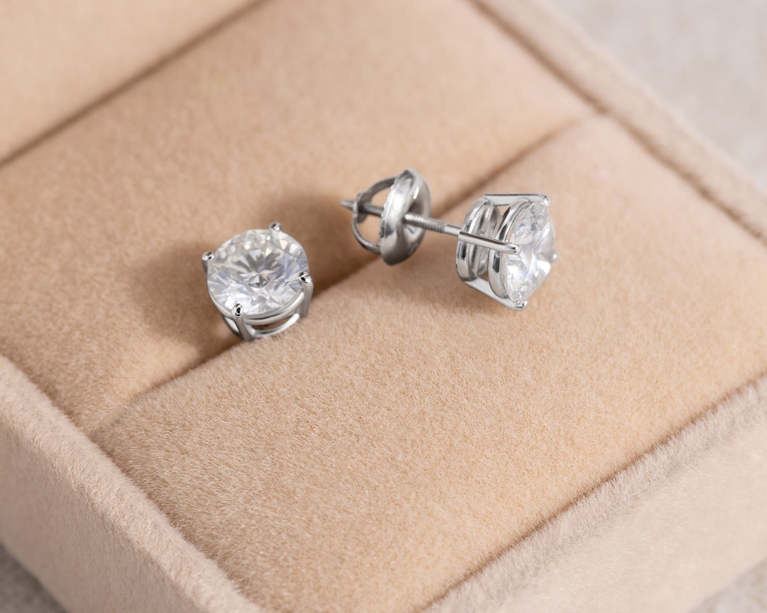 2 Ct Diamond Earrings 14K Gold Diamond Earrings Studs for Etsy