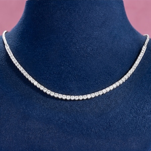 Tennis Necklace 2.3mm Round cut Diamond Necklace, Solid Gold Necklace, 5 Carat Tennis Necklace, VVS1 Clarity
