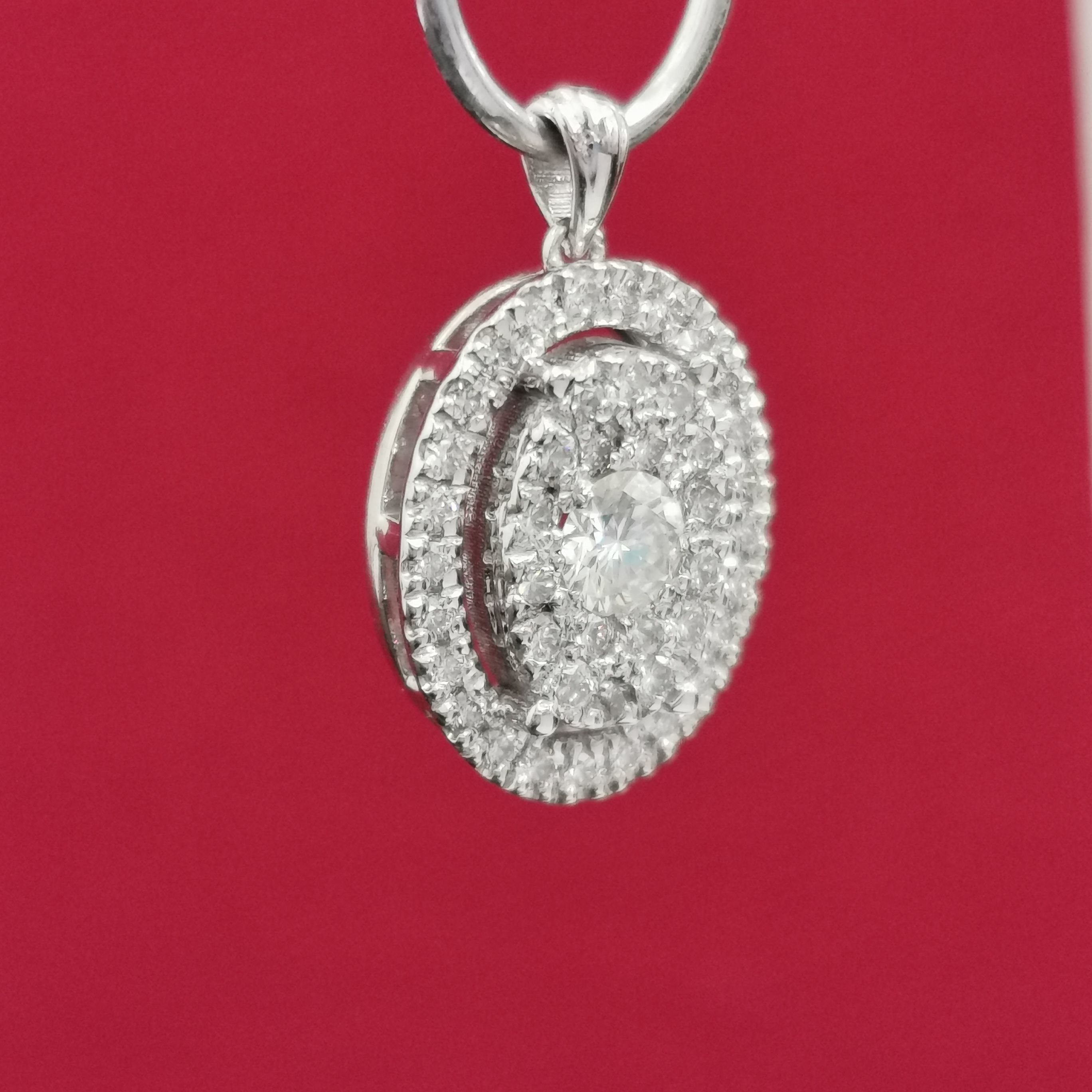 0.68 CT 14K White Gold E VVS2 Diamond Rounded Design Pendant | Etsy