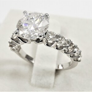 3.0 Carat Round Brilliant Cut Lab Diamond Ring, Real 14k White Gold Engagement Ring, Round Solitaire Diamond Ring, Certified Diamond F/VS1