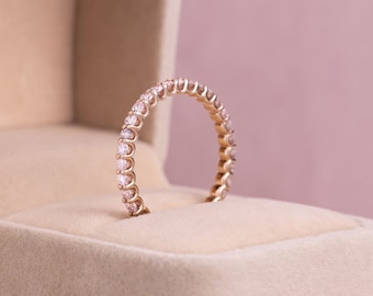 Trouwring 1,6 kt natuurlijke roze diamant roségoud Eternity rond briljant