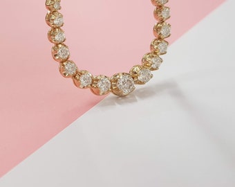 Timeless Graduated Diamond Necklace | 14K Yellow Gold | D VVS2 Lab Diamonds | Perfect Bridal Necklace | Elegant Gift for Her