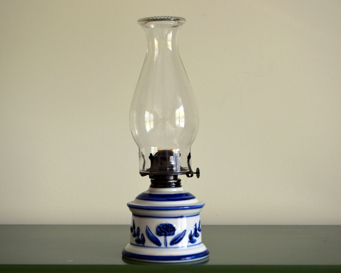 Vintage Lamplight Farms Oil Lamp with White Ceramic Base and Etsy