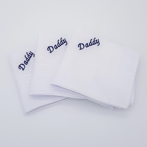 Personalised Handkerchief Name/ WHITE Embroidered Hanky / Any Name / Gift / 100% Cotton Handkerchiefs / White Personalized Hanky image 2