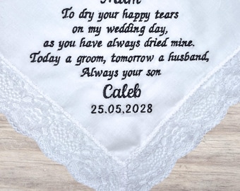 Mutter des Bräutigams Hochzeit Taschentuch Custom Hankie Lace