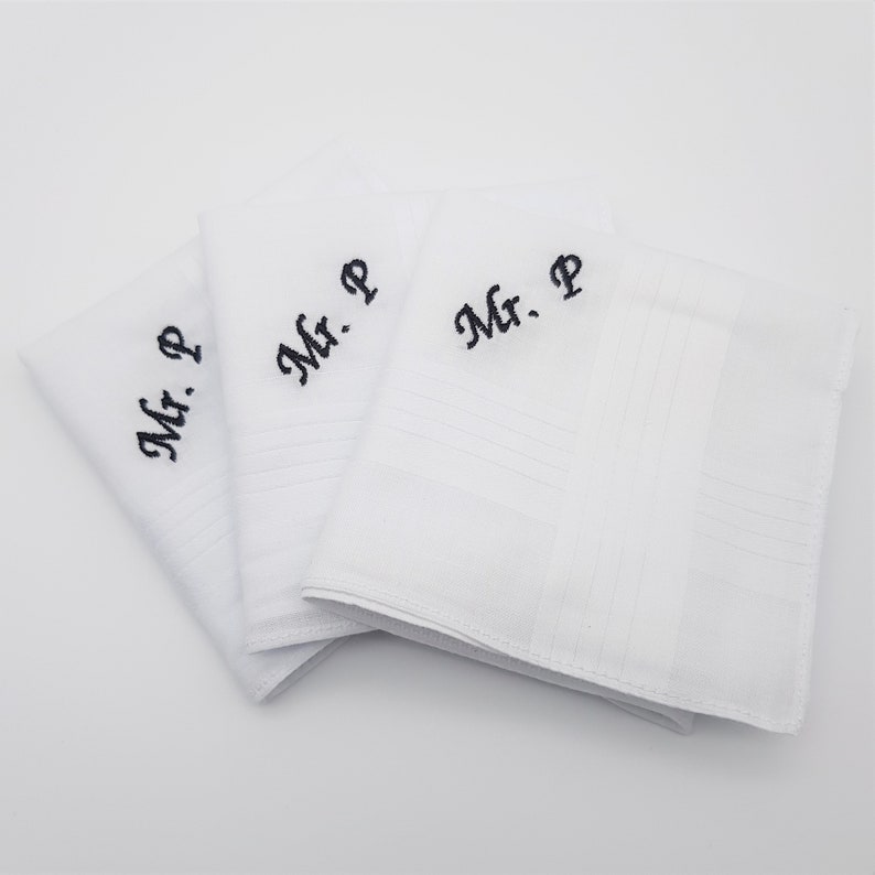 Personalised Handkerchief Name/ WHITE Embroidered Hanky / Any Name / Gift / 100% Cotton Handkerchiefs / White Personalized Hanky image 5
