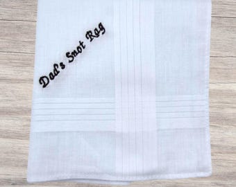 Personalised Handkerchief - Snot Rag - Funny Gift - White Embroidered Hanky - 100% Cotton - Large Unisex Hankies