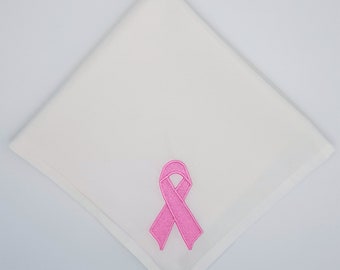 Awareness Ribbon Table Napkin / Embroidered Off-White Cotton / Table Linen / Dinner Napkin / Table Decor / Tea Party / Fundraising / Charity