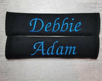 Personalised Seatbelt Cover Embroidered Name / Script Font / Shoulder Pad / Car Accessory / Embroidered Name Gift