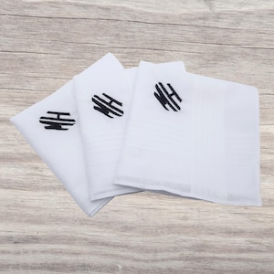 Monogram Personalised Handkerchiefs - Embroidered Hankies With Initials - White Cotton