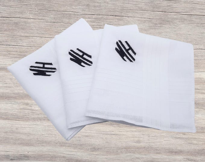 Monogram Personalised Handkerchiefs - Embroidered Hankies With Initials - White Cotton