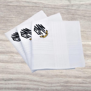 Monogram Personalised Handkerchiefs (Gift Boxed Pack of 3) - Embroidered Initials with Banner