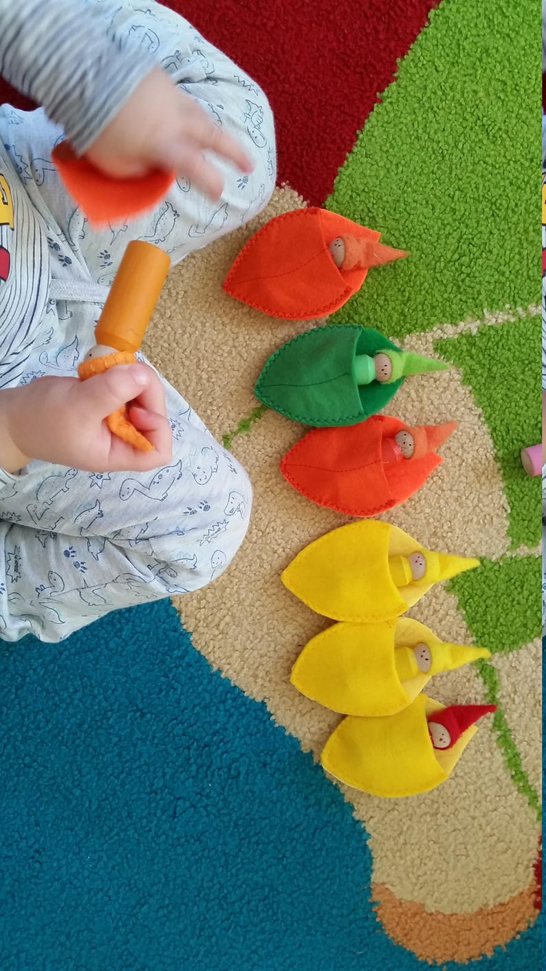A Set of Six Matching Autumn Leaves and Gnomes Autumn Fall Sensory Toy ...
