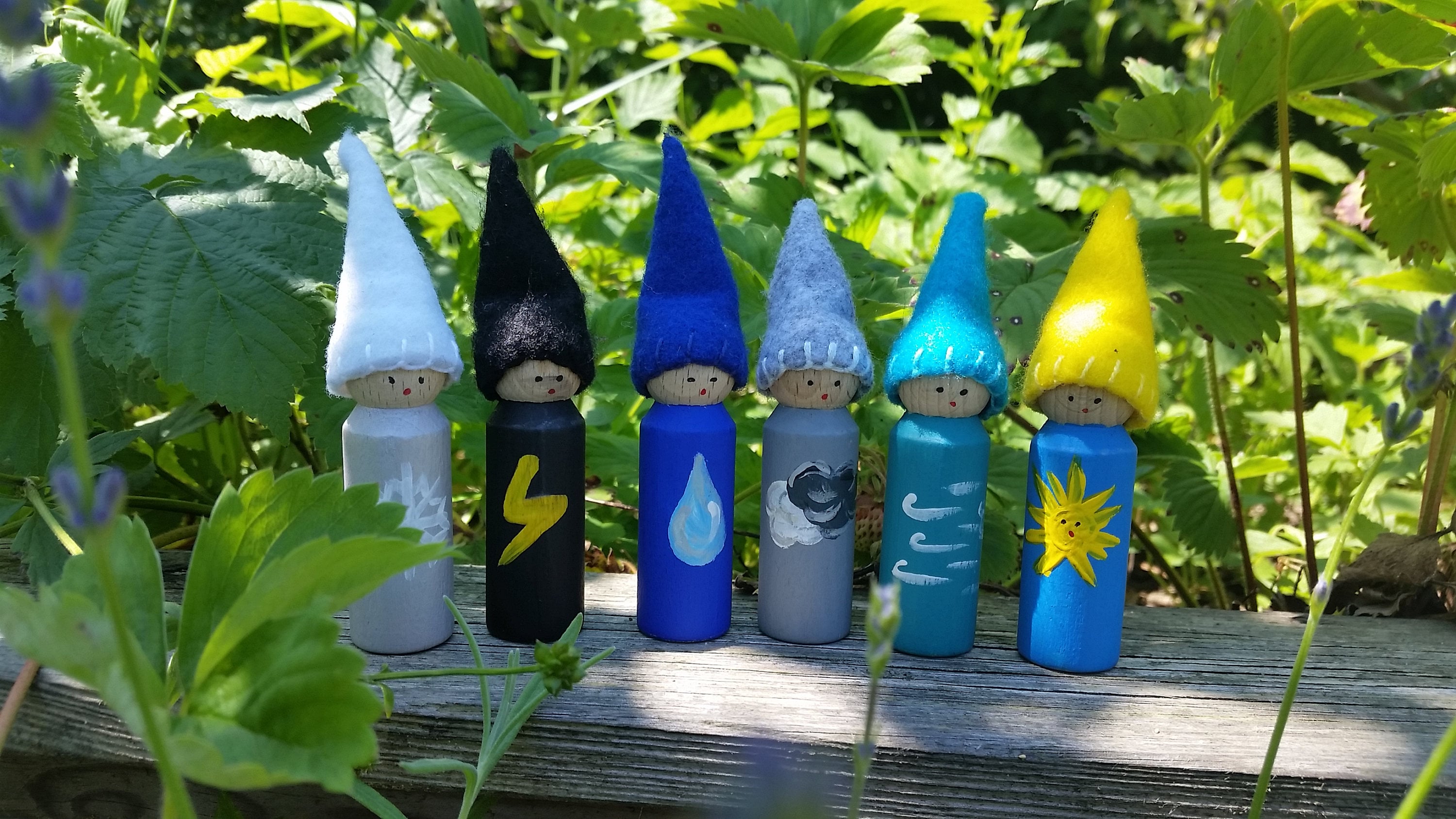 Wooden Weather Gnomes Peg Dolls Woldorf Inspired