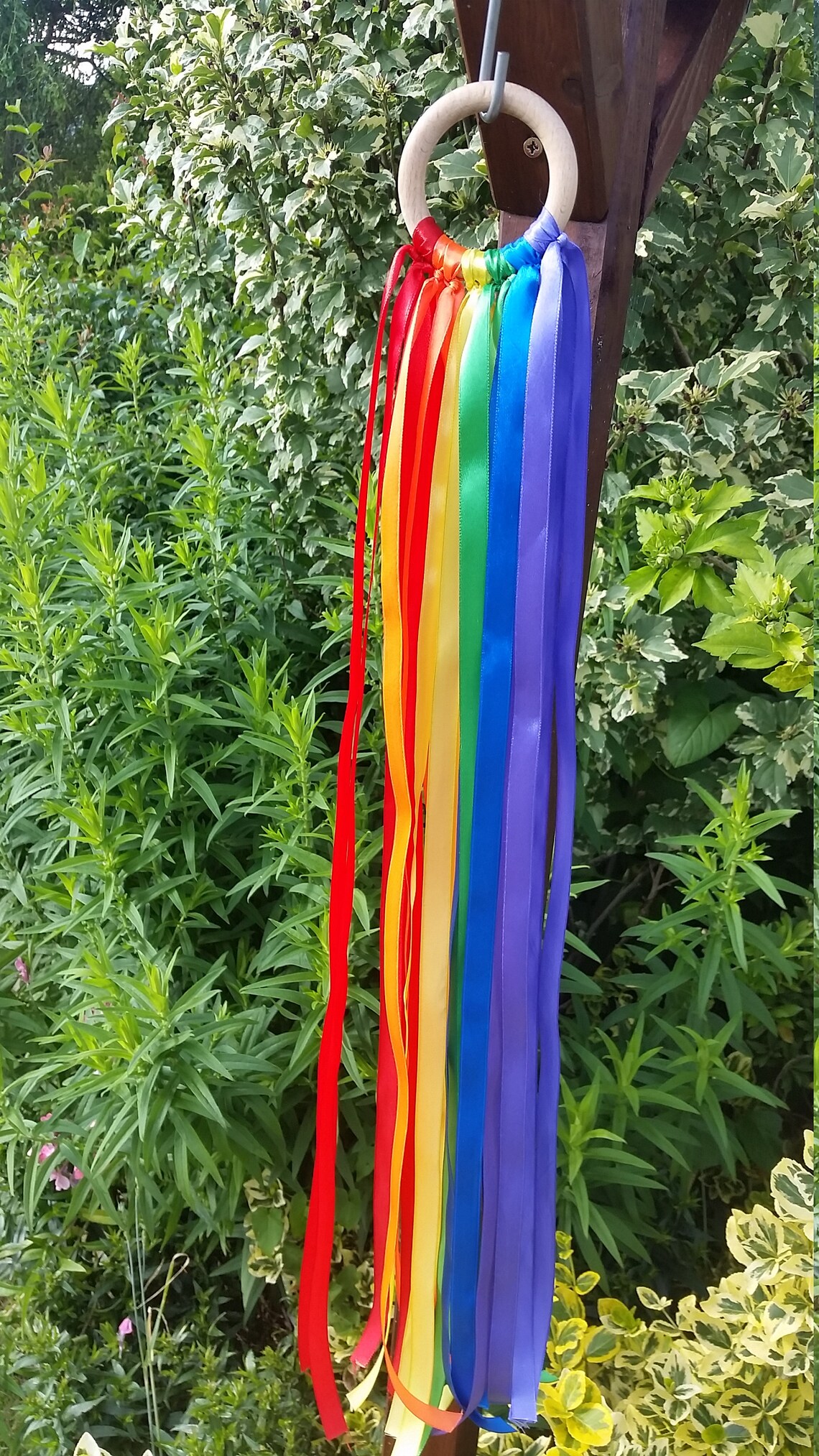Rainbow Ribbon Wand Waldorf Inspired Hand Kite Ribbon Dancing Ring-12 ...