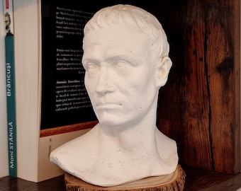 Handmade Julius Caesar Bust Sculpture: Solid Cast Marble, Home Decor