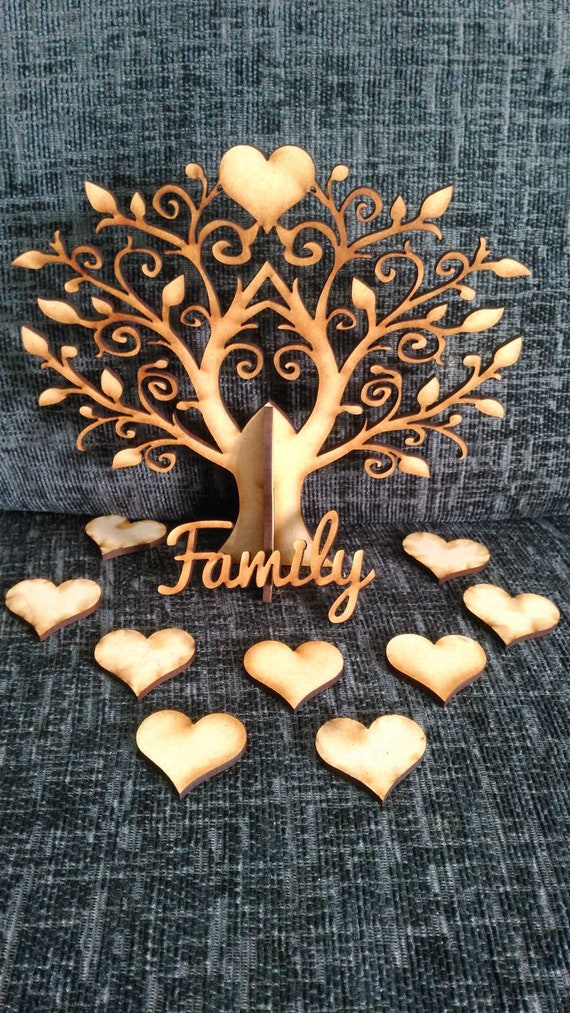 Family Tree Kit Set Heart Maker MDF Laser Cut Wooden Craft Blank Wedding