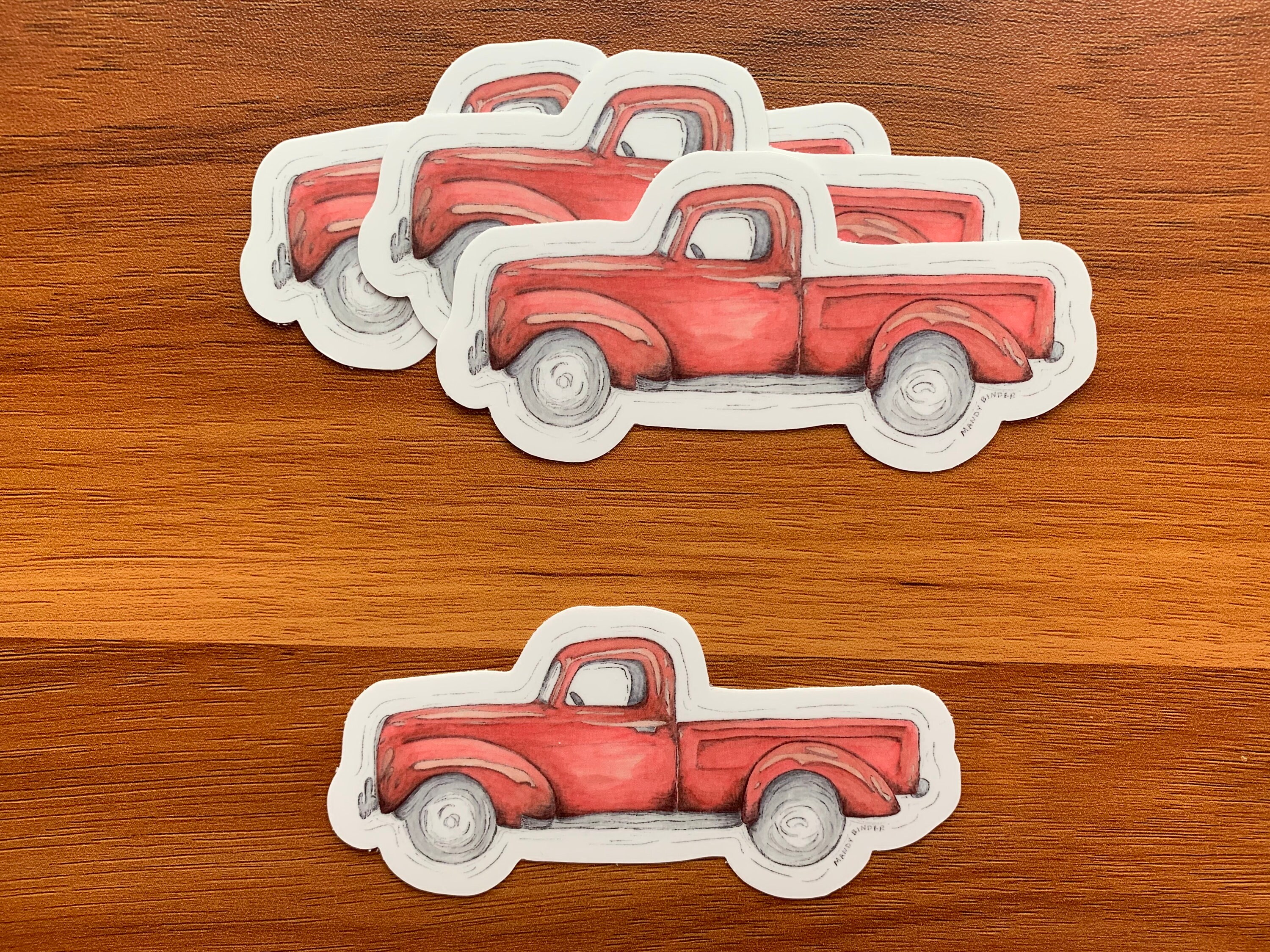Vinyl Sticker Red Vintage Truck Etsy