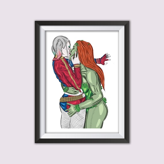 Ivy Dc Comics Lesbian Porn - Harley Quinn and Poison Ivy Lesbian Couple Marvel DC Comic - Etsy