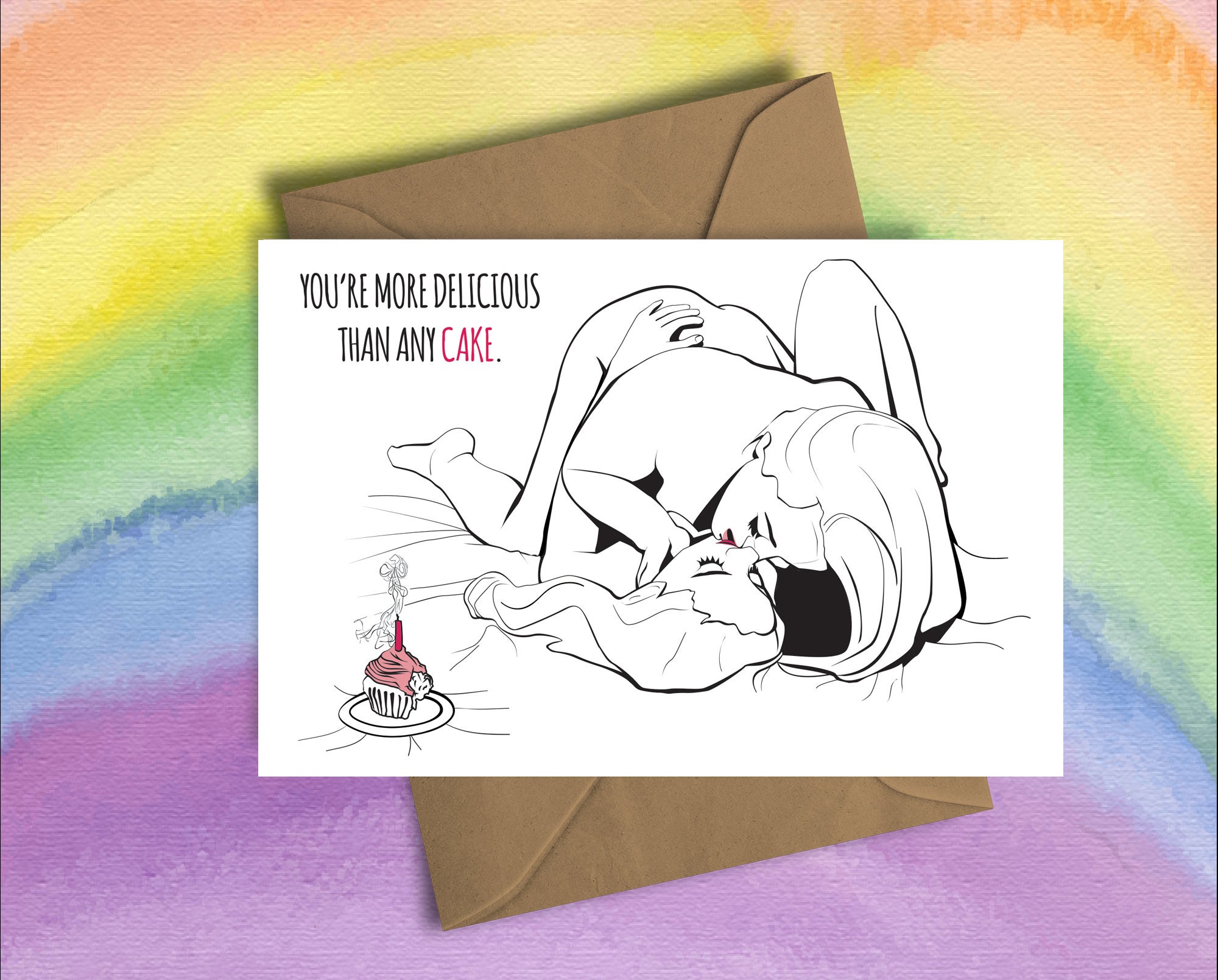 You're More Delicious Than Any Cake | All Occasion Lesbian Card w…