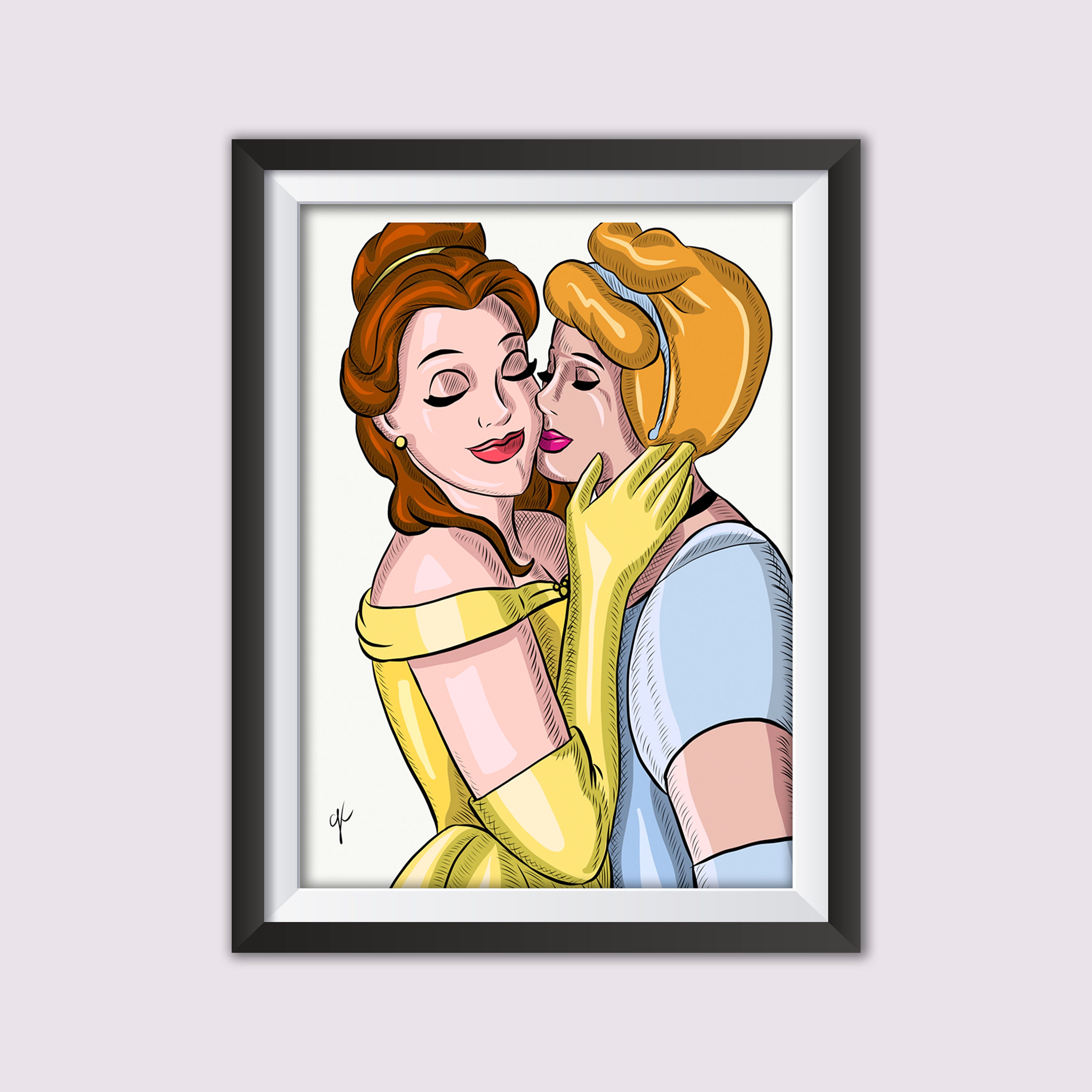 Belle and Cinderella Lesbian Couple Disney Fan Art Available - Etsy