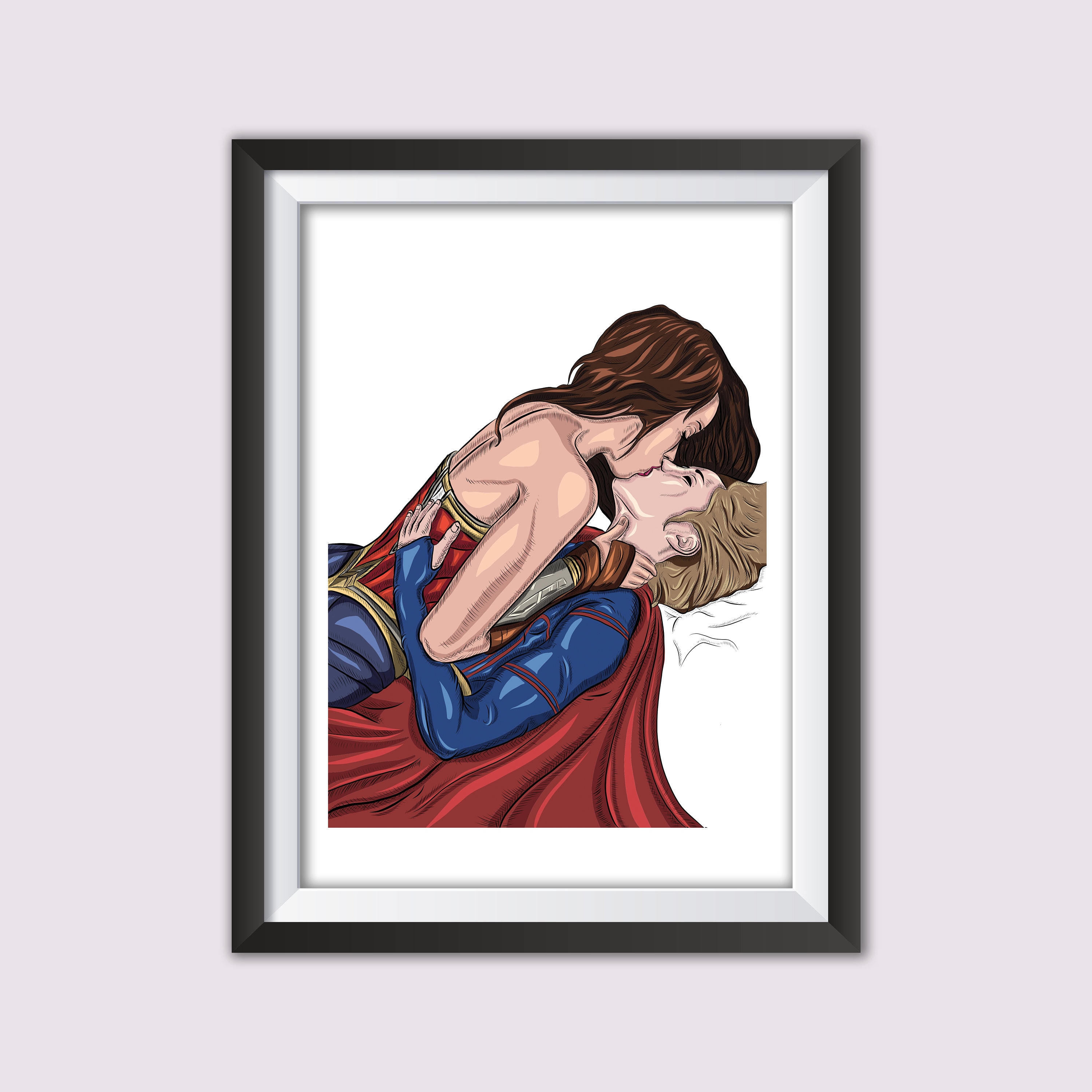 Anime Lesbian Porn Wonder Woman - Supergirl and Wonder Woman Lesbian Couple Marvel DC Comic - Etsy