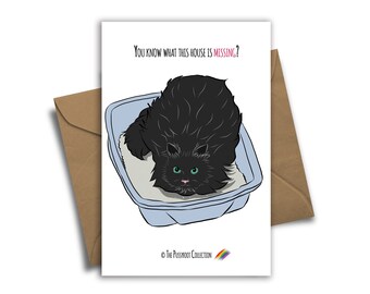 A Box Of Sh*t Let's Get A Cat - Pussyfoot Collection Greeting Card - Cat Greeting Card - Sarcastic Greeting Card - Caroline's Art Studio