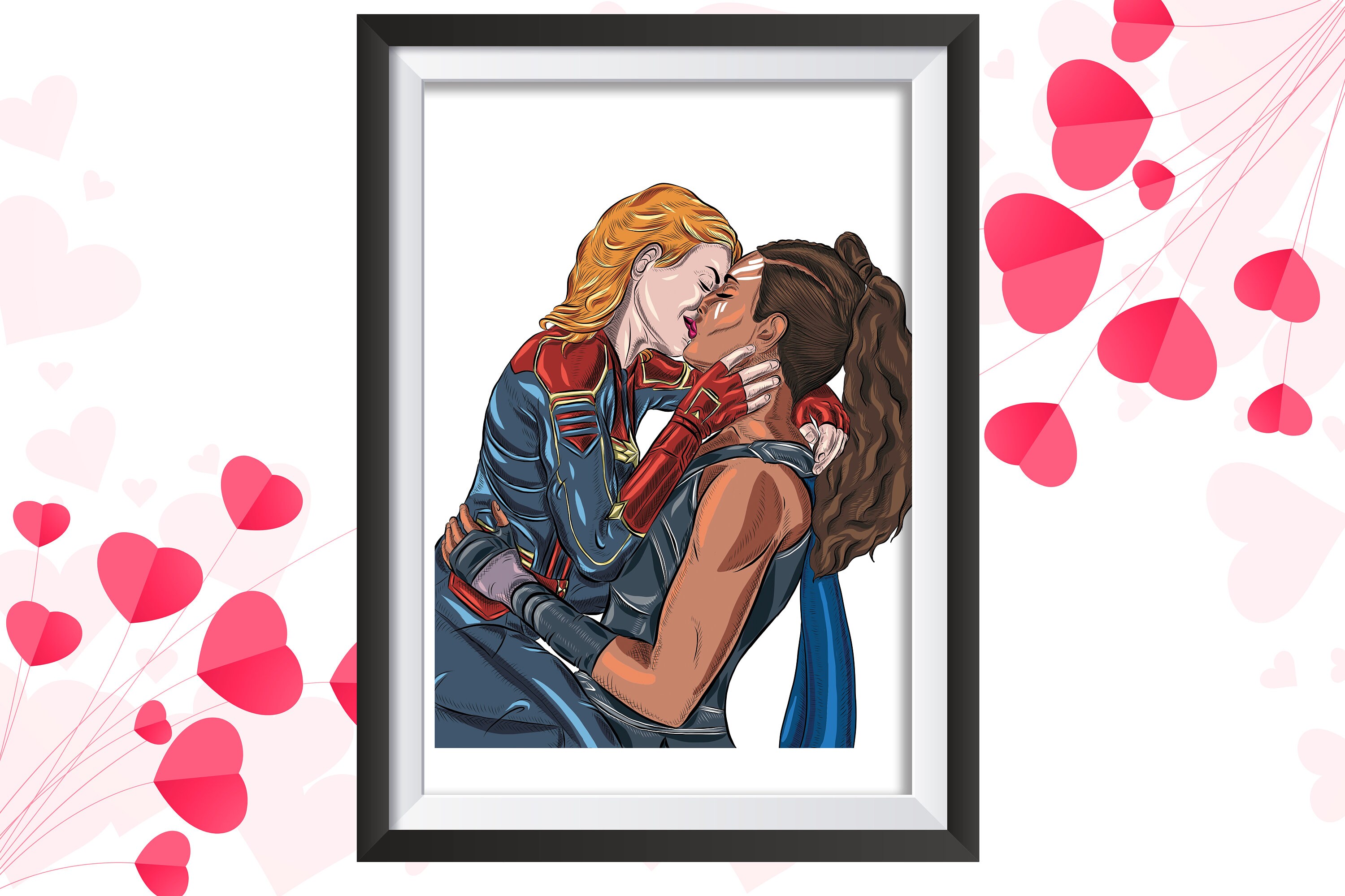 Captain Marvel and Valkyrie Lesbian Couple Marvel DC Comic Etsy