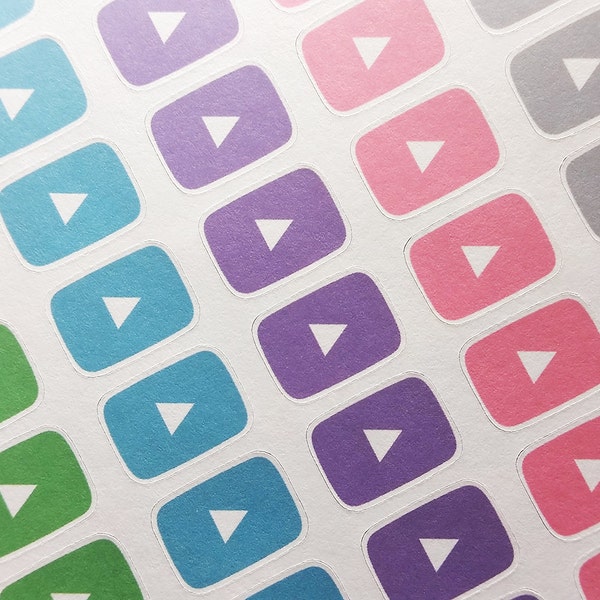 YouTube Play Button Icon, 72 Planner Stickers! Erin Condren LifePlanner ECLP, MAMBI Happy Planner, Filofax, Kikki K, Plum Paper