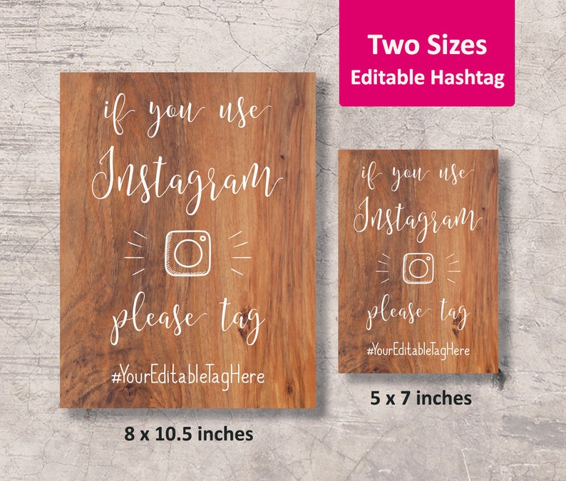Rustic Instagram Sign Printable Hashtag Instagram Rustic Wood Etsy