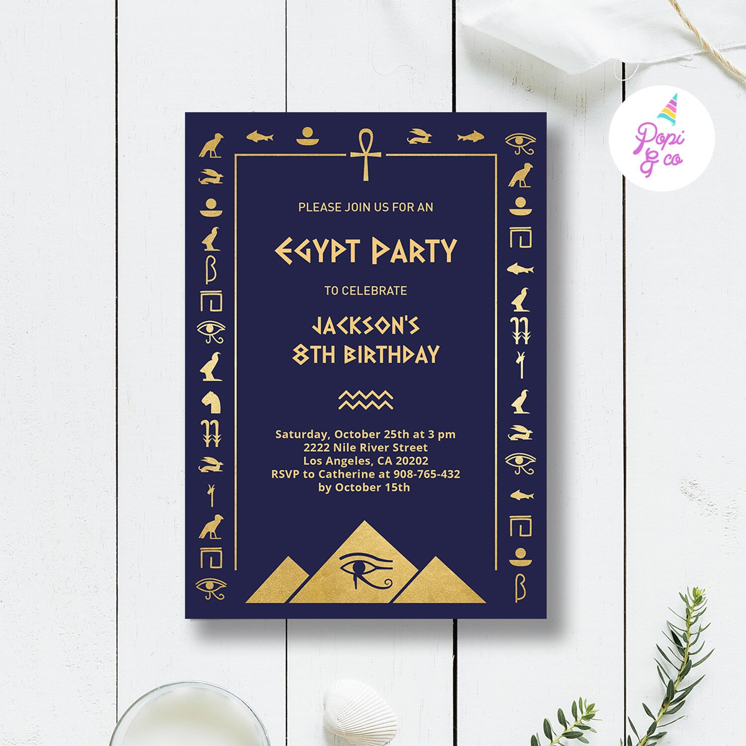 Egypt Party Invitation Printable, Egyptian Birthday Invite, Ancient
