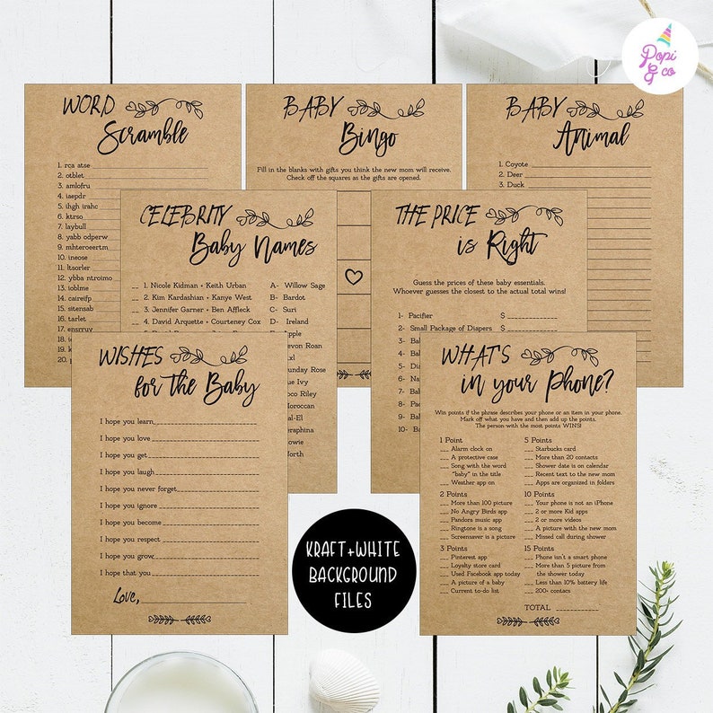 Rustic Kraft Baby Shower Games Printable Baby Shower Games Etsy Rustic Kraft Baby Shower Games Printable Baby Shower Games Etsy