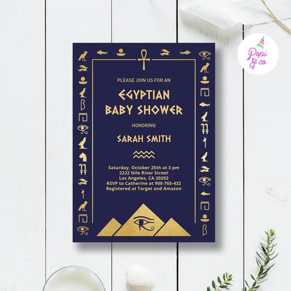Egyptian Baby Shower Invitation Printable Ancient Egypt Baby Etsy