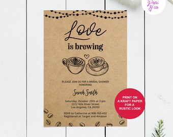 Love is Brewing Bridal Shower Invitation Printable coffee bridal shower invite the perfect blend coffee shower instant download pdf editable