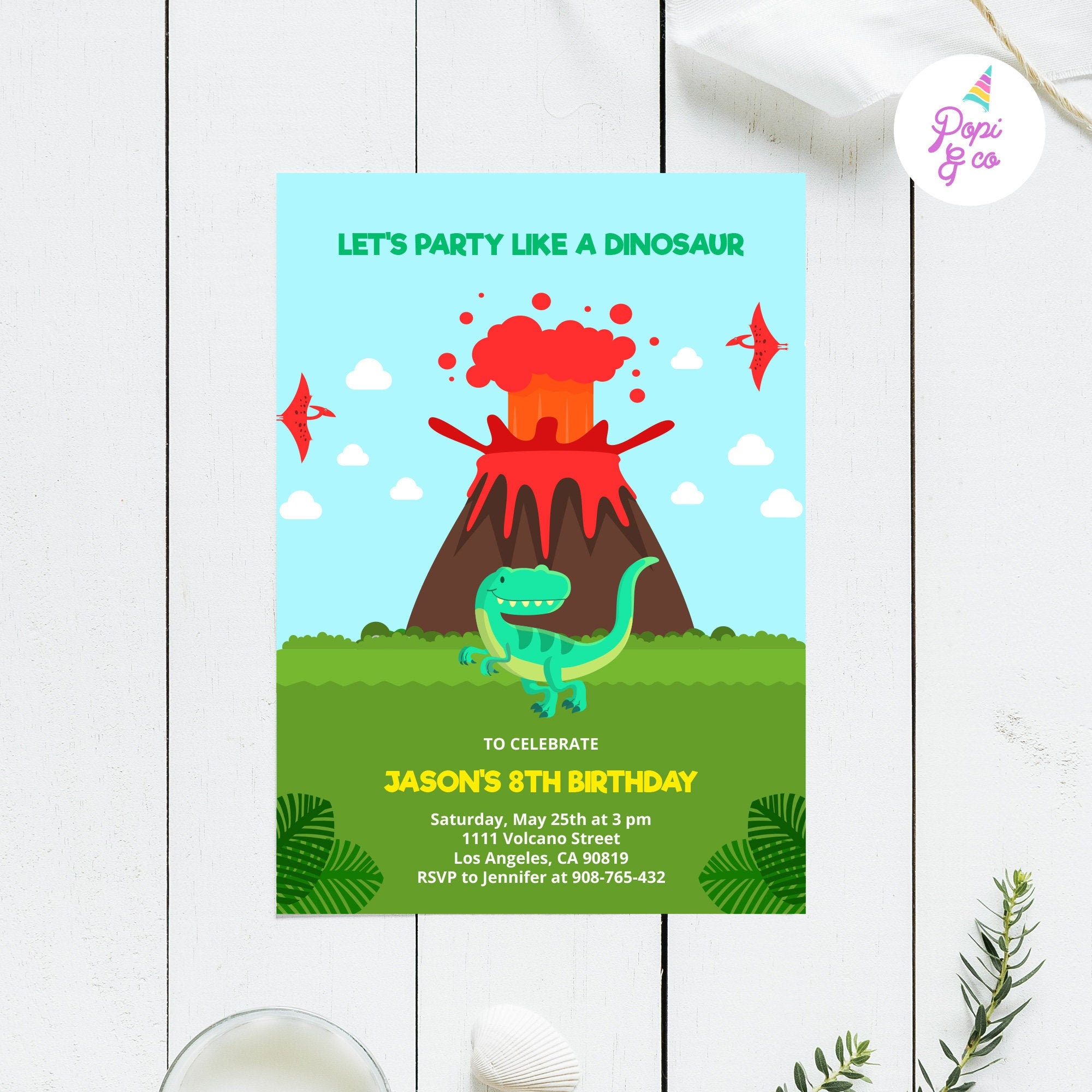 Volcano Birthday Invitation Printable Volcano Party Invite Etsy