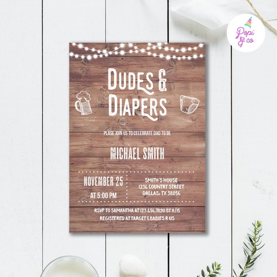 dudes and diapers invitations