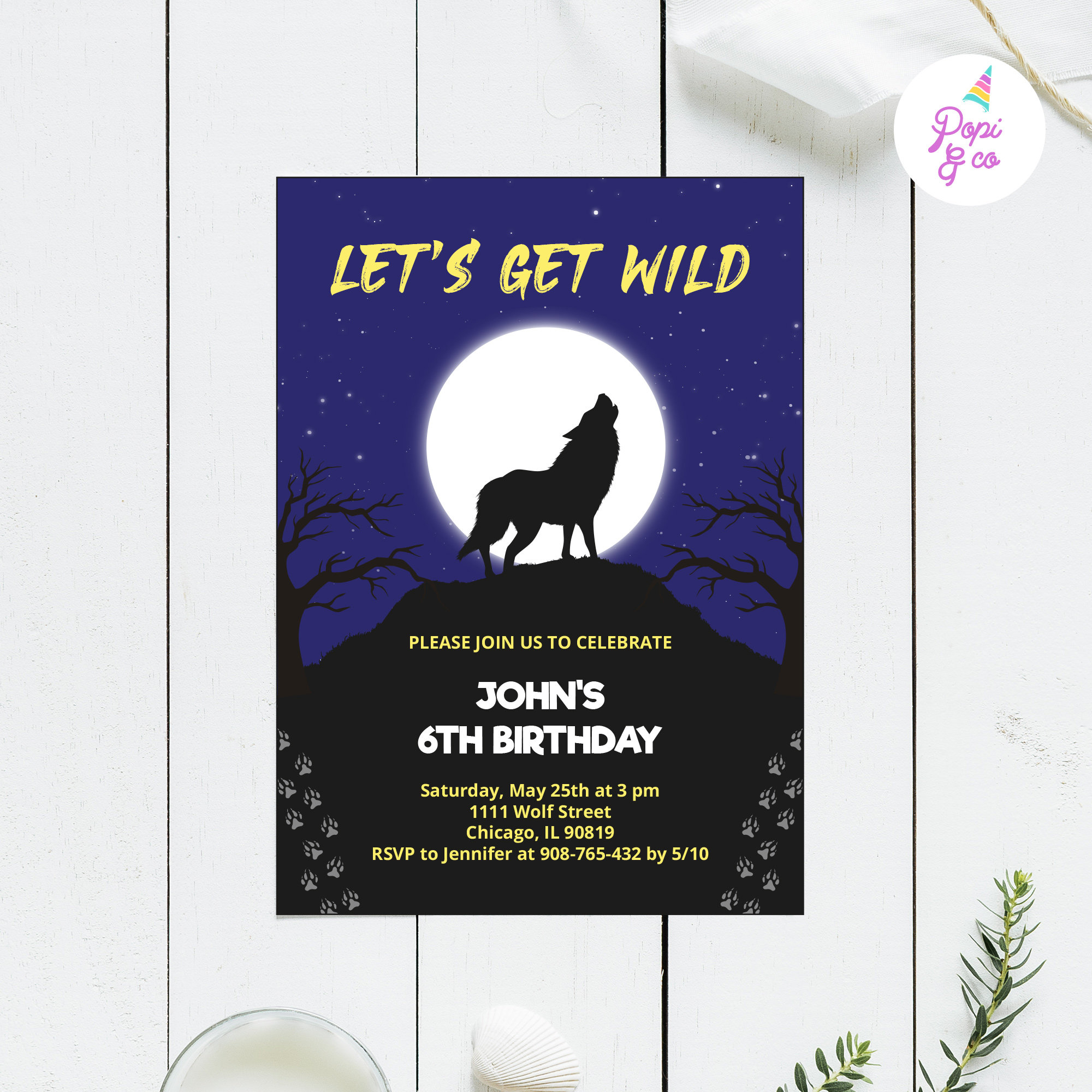 Wolf Birthday Invitation Printable Wolf Party Invite Lets - Etsy