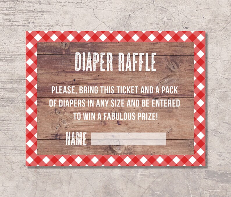 bbq red gingham diaper raffle ticket baby shower printable etsy