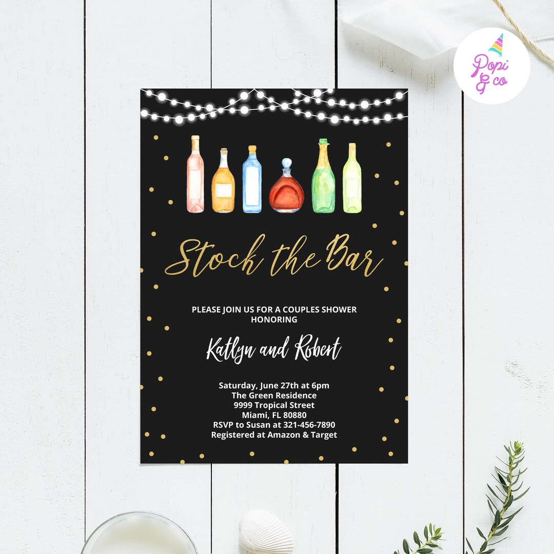 Stock the Bar Shower Invitation Printable Stock the Bar Etsy